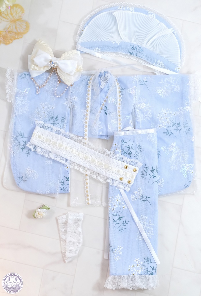 「はくろ小倉」MDD・SDM通用 ドール服 和洋風ドレス 8点セット 着物 浴衣