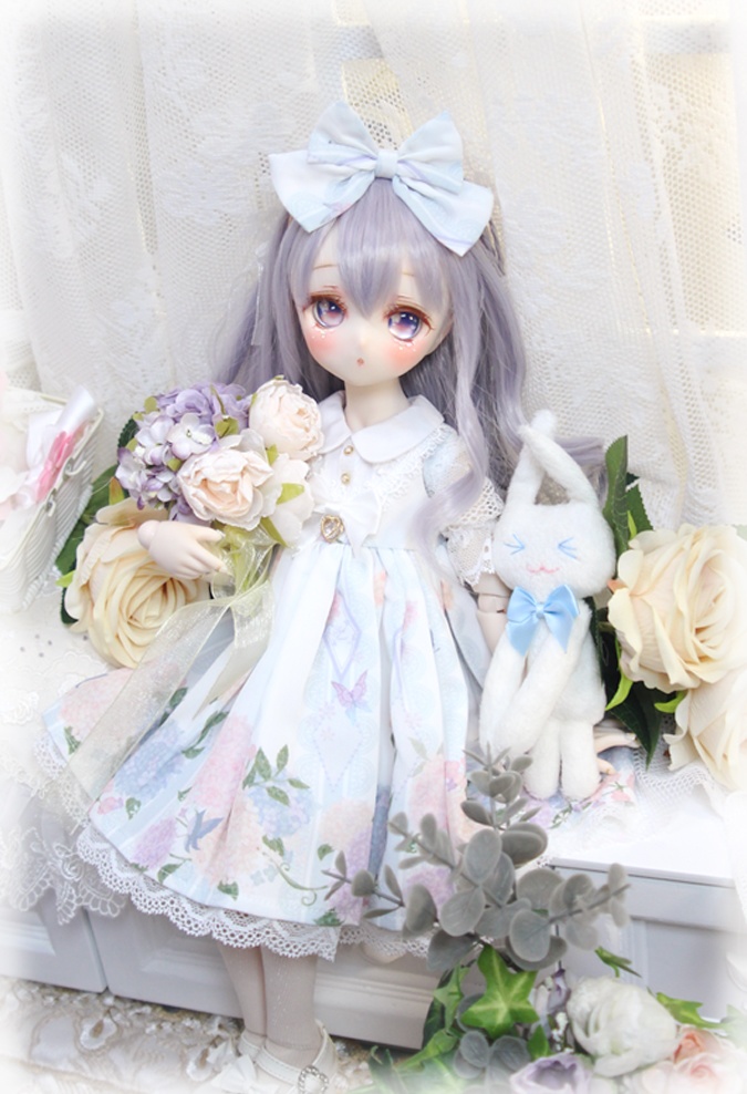 完売御礼 アンヌの紫陽花 Mdd Sdm通用 ドール服 ワンピース ソックス 3点セット Rosenliadoll Booth