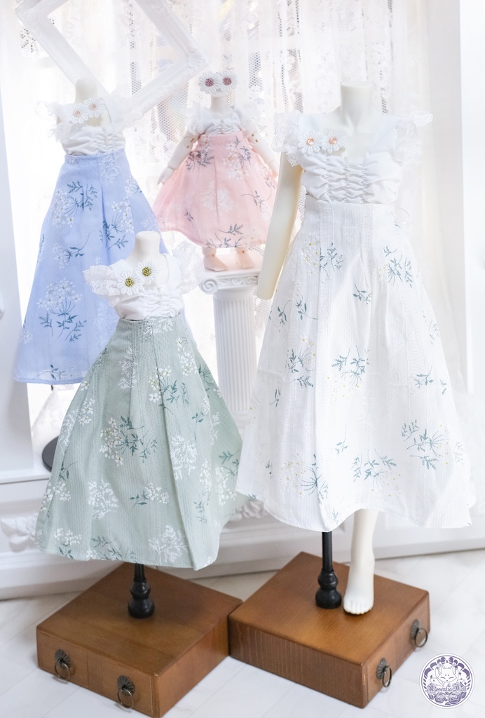「ブロッサムミューズ」MDD・SDM通用 ドール服 日常スカート 4点セット