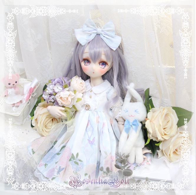 【完売御礼】 「アンヌの紫陽花」MDD・SDM通用 ドール服 ワンピース ソックス 3点セット