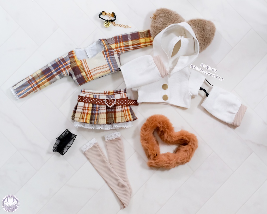 「にゃんぽんぽん♡すとりーと」MDD・SDM通用 ドール服 ワンピース ソックス 8点セット