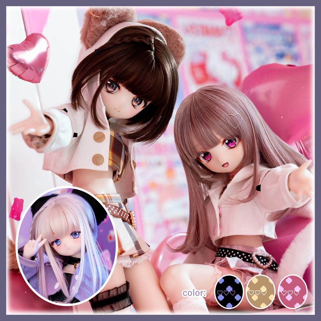 「にゃんぽんぽん♡すとりーと」MDD・SDM通用 ドール服 ワンピース ソックス 8点セット