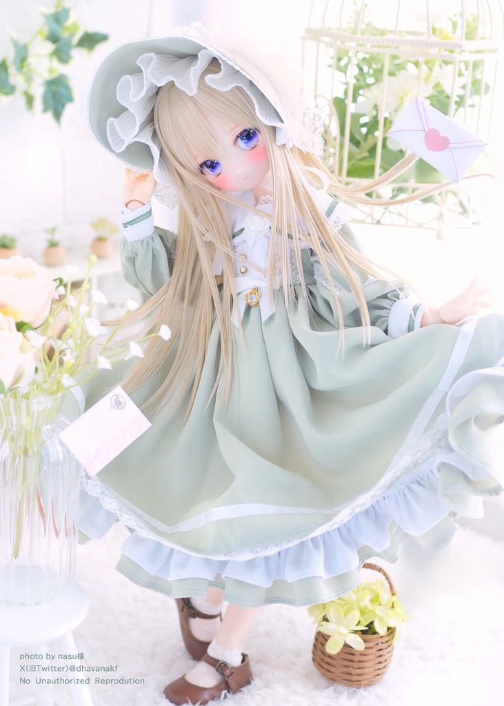 「フラワーレター」MDD・SDM・1/4サイズ通用 ドール服 5点セット