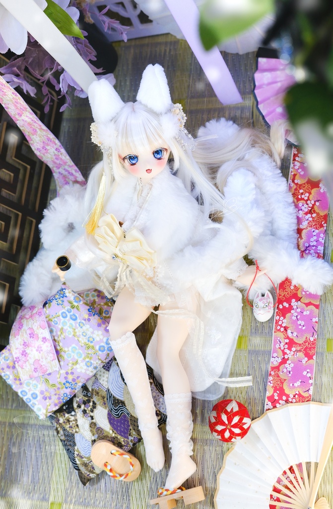 【完売御礼】「月酔いの狐さま」MDD・SDM通用 ドール服 着物 和洋服 11点セット
