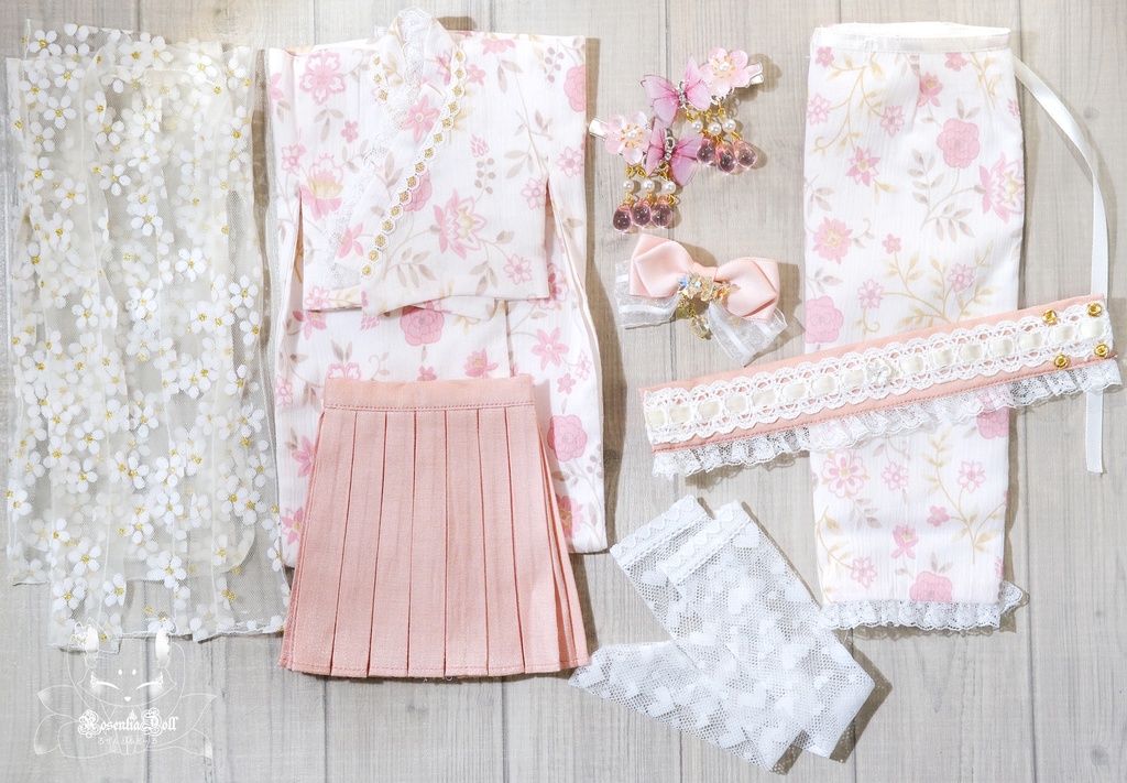 「花見小町」 MDD・SDM通用 ドール服 着物 和洋服 8点セット 2WAY♪