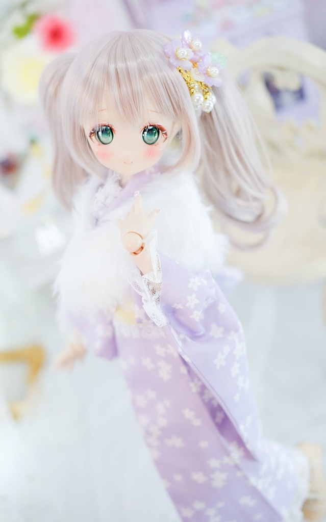 「もふもふショール」 1/4サイズ~1/3サイズドール通用 ファーショール 着物 洋服