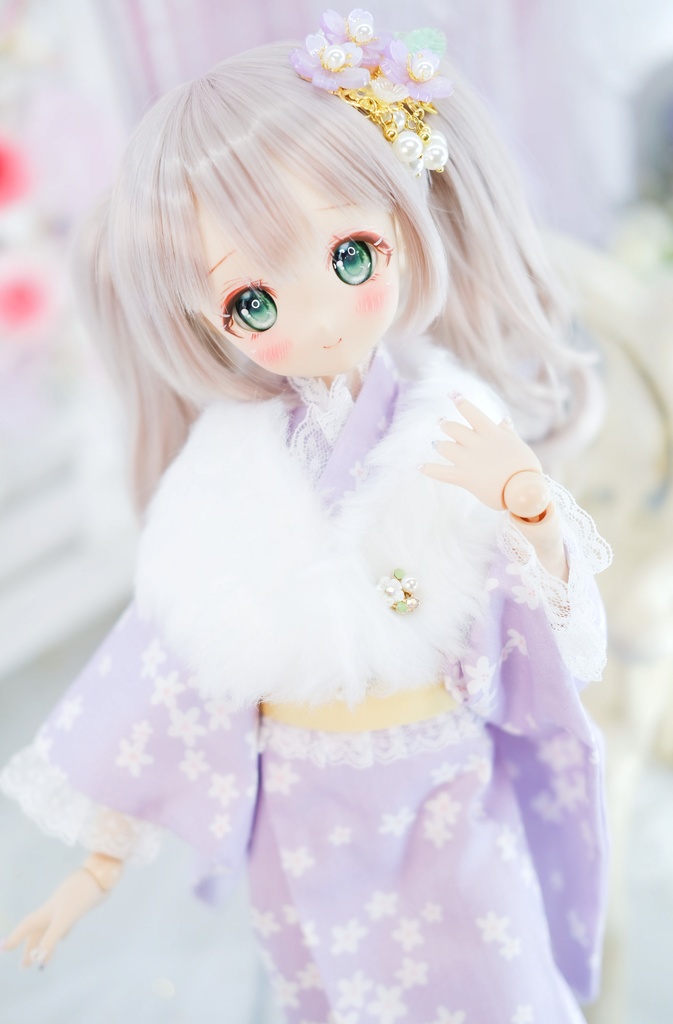 「もふもふショール」 1/4サイズ~1/3サイズドール通用 ファーショール 着物 洋服