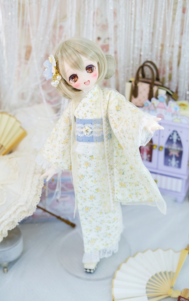 【完売御礼】「はなさき小町」 MDD・SDM通用 2WAY ドール服 羽織付き洋風着物 8点セット