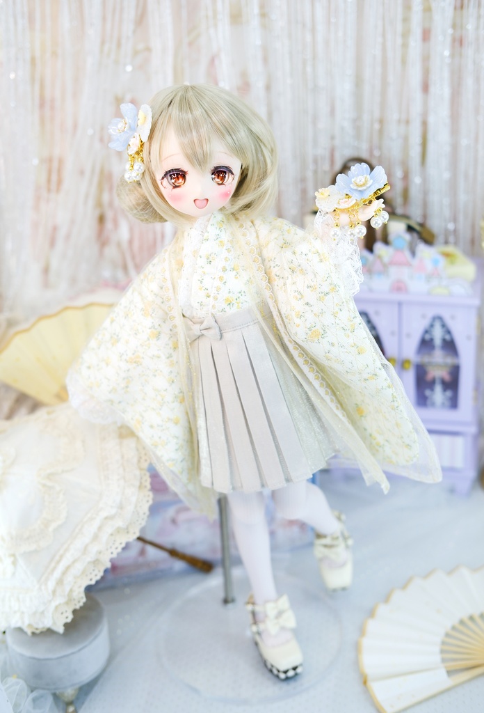 【完売御礼】「はなさき小町」 MDD・SDM通用 2WAY ドール服 羽織付き洋風着物 8点セット