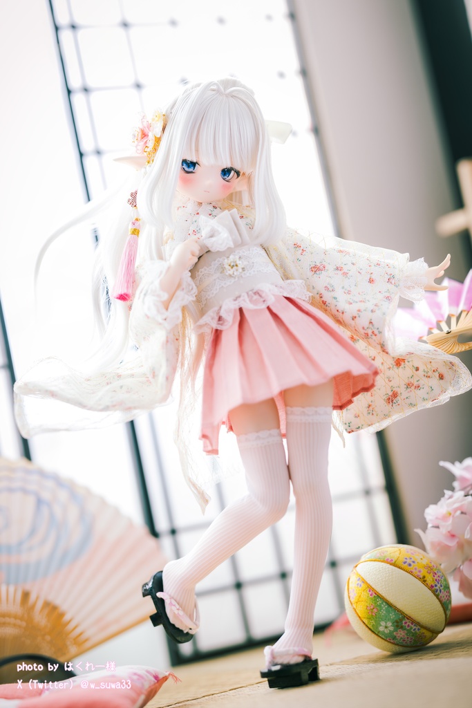 【完売御礼】「はなさき小町」 MDD・SDM通用 2WAY ドール服 羽織付き洋風着物 8点セット