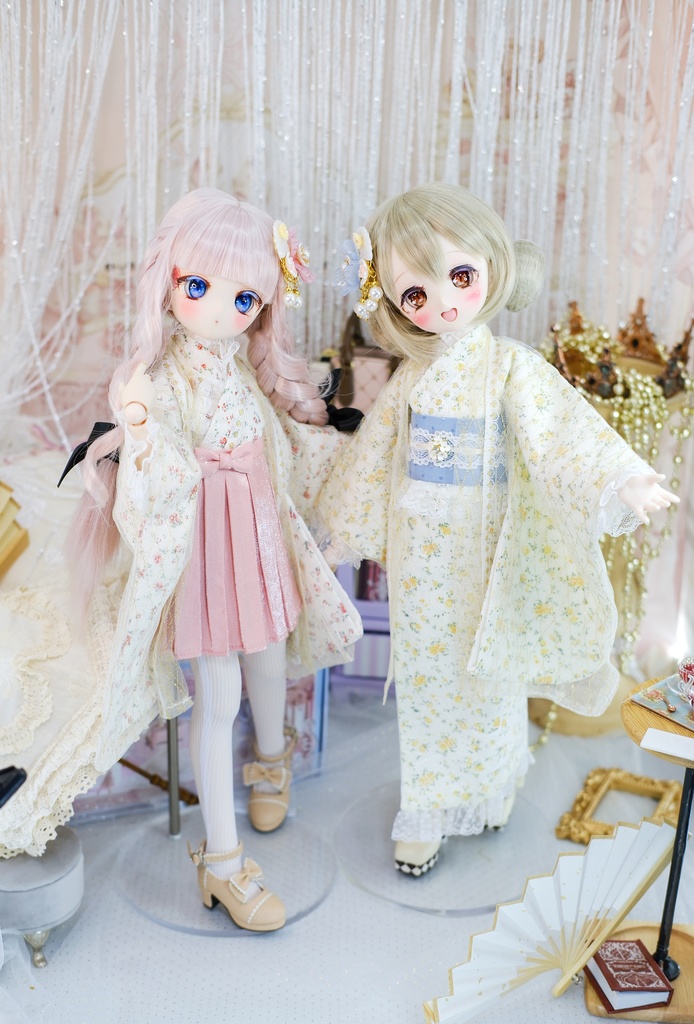 【完売御礼】「はなさき小町」 MDD・SDM通用 2WAY ドール服 羽織付き洋風着物 8点セット