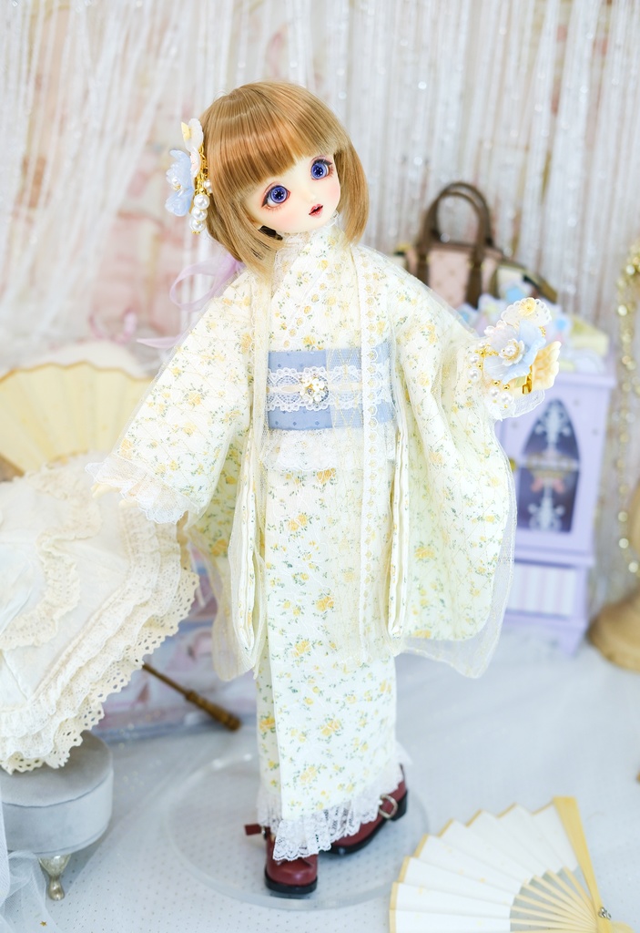 【完売御礼】「はなさき小町」 MDD・SDM通用 2WAY ドール服 羽織付き洋風着物 8点セット