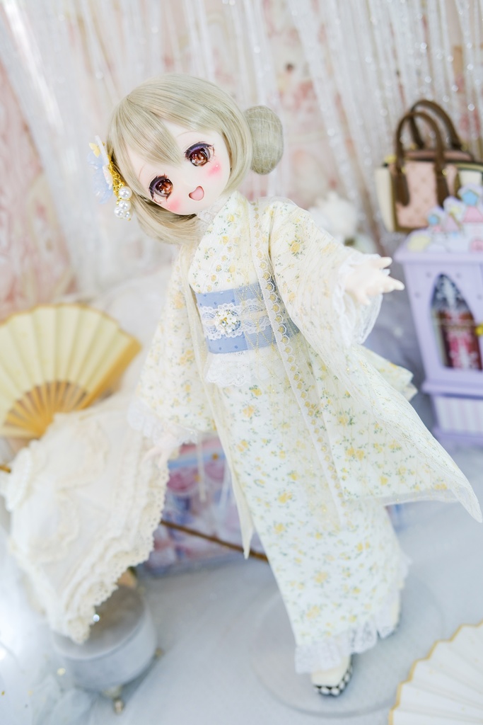 【完売御礼】「はなさき小町」 MDD・SDM通用 2WAY ドール服 羽織付き洋風着物 8点セット