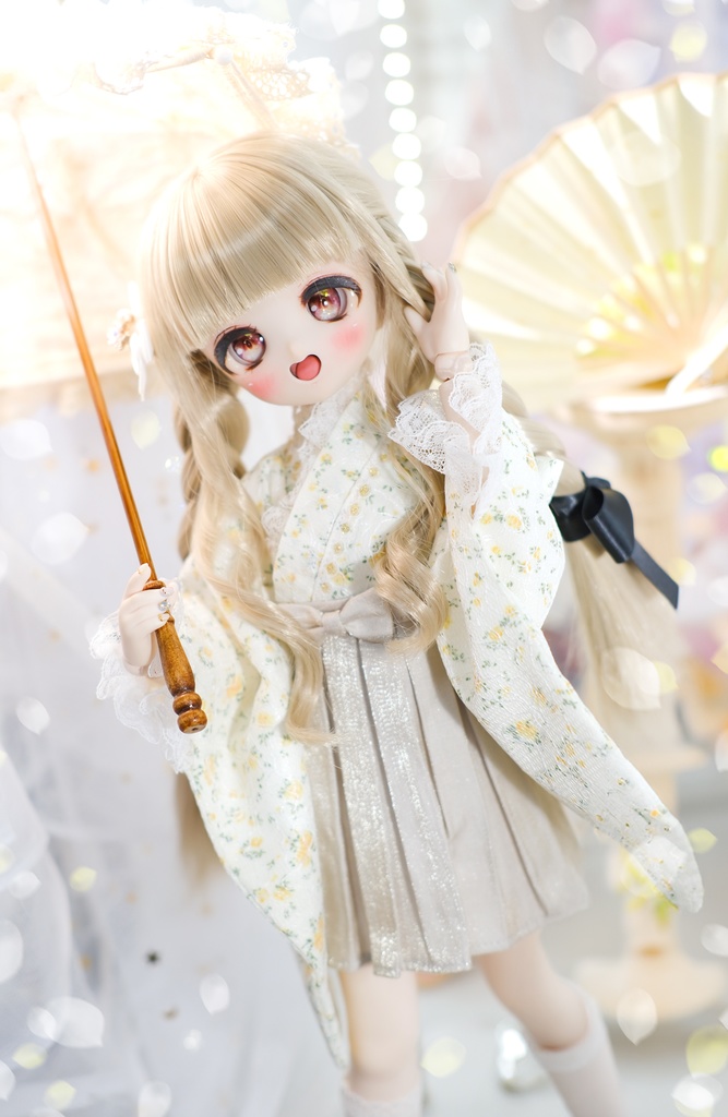 【完売御礼】「はなさき小町」 MDD・SDM通用 2WAY ドール服 羽織付き洋風着物 8点セット