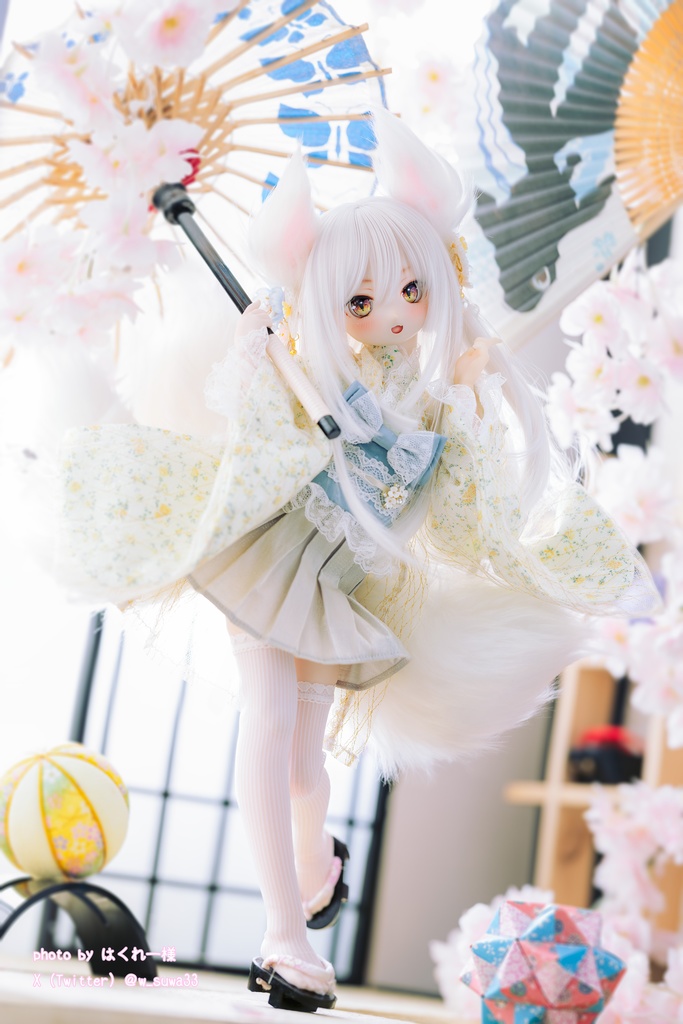 【完売御礼】「はなさき小町」 MDD・SDM通用 2WAY ドール服 羽織付き洋風着物 8点セット