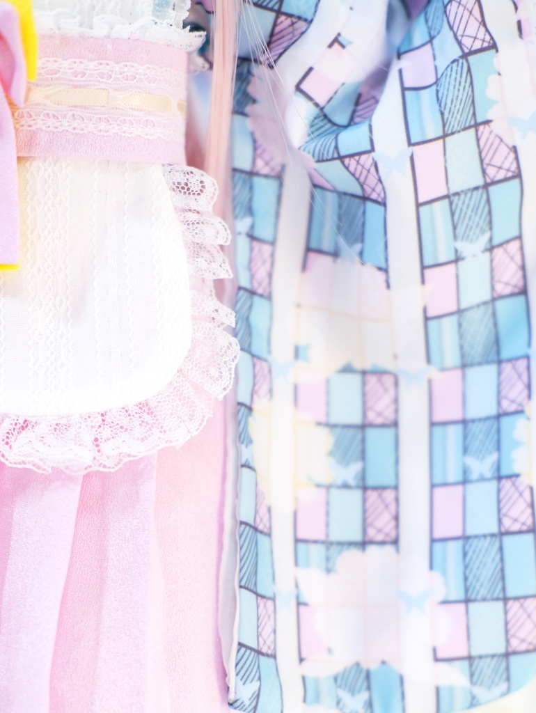 【完売御礼】「メイド万華鏡」MDD・SDM・1/4サイズ通用 2WAY~ 着物ドール服 和風メイド服 10点セット