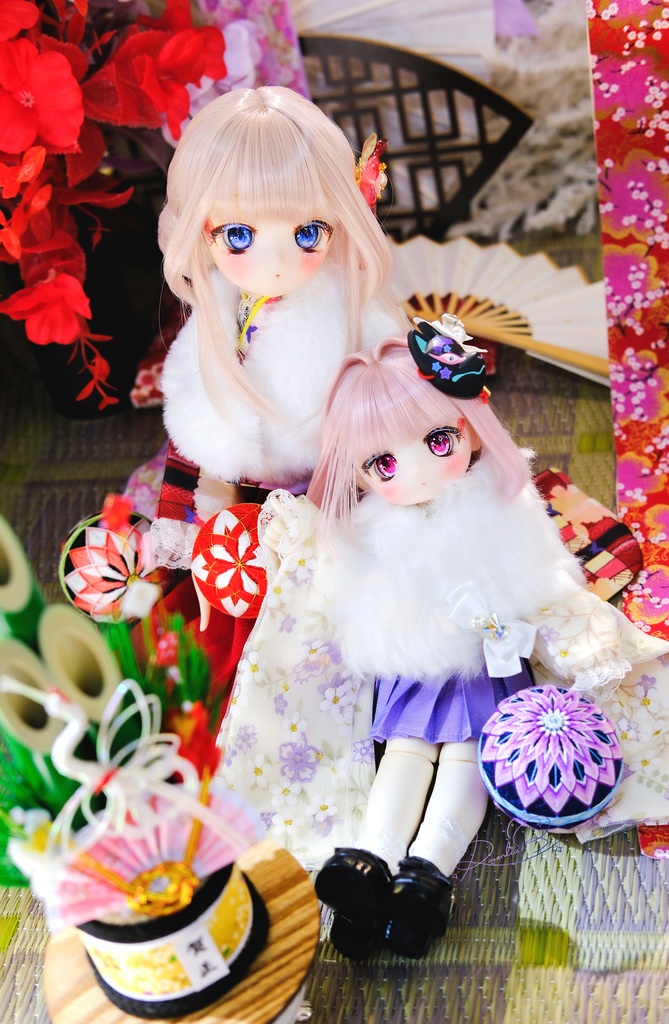 【完売御礼】「メイド万華鏡」MDD・SDM・1/4サイズ通用 2WAY~ 着物ドール服 和風メイド服 10点セット