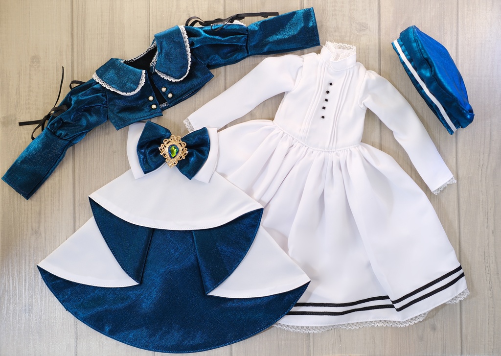 「エメラルドの扉」MDD・SDM通用 ドール服 ワンピース 8点セット