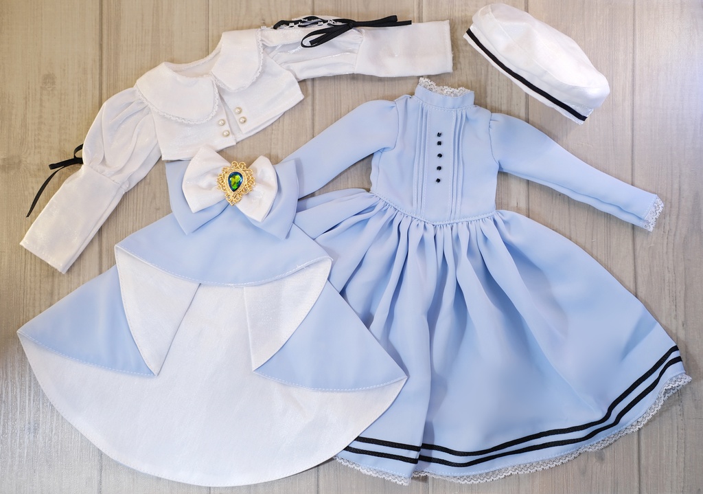 「エメラルドの扉」MDD・SDM通用 ドール服 ワンピース 8点セット