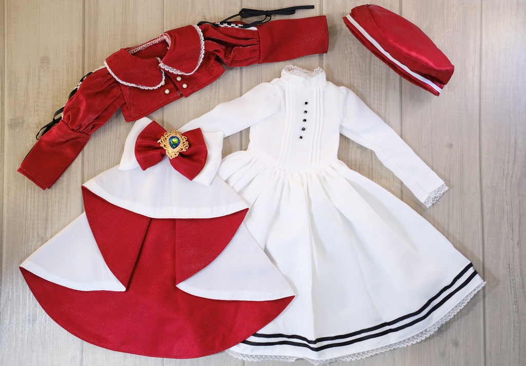 「エメラルドの扉」MDD・SDM通用 ドール服 ワンピース 8点セット