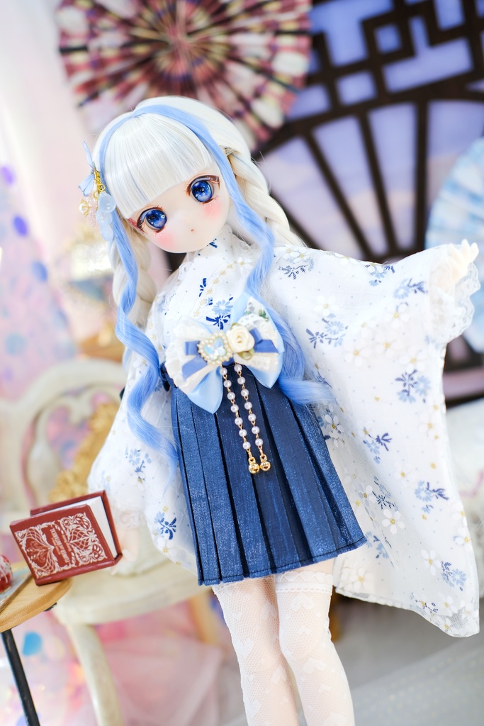 【完売御礼】「アクア小町」MDD・SDM・1/4サイズ通用 2WAY着物 和洋服 ドール服 8点セット