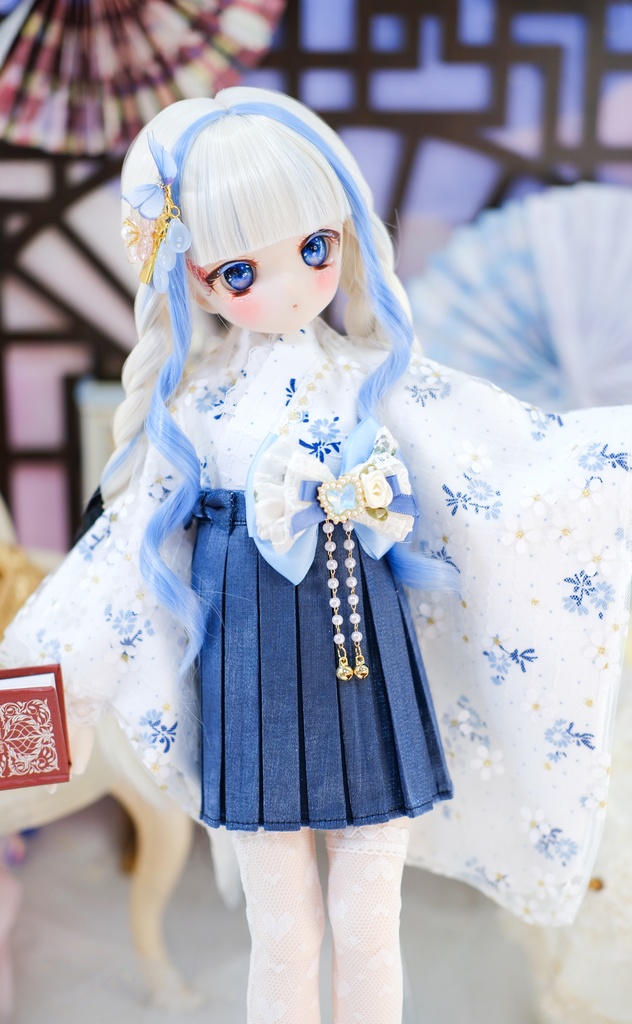 【完売御礼】「アクア小町」MDD・SDM・1/4サイズ通用 2WAY着物 和洋服 ドール服 8点セット