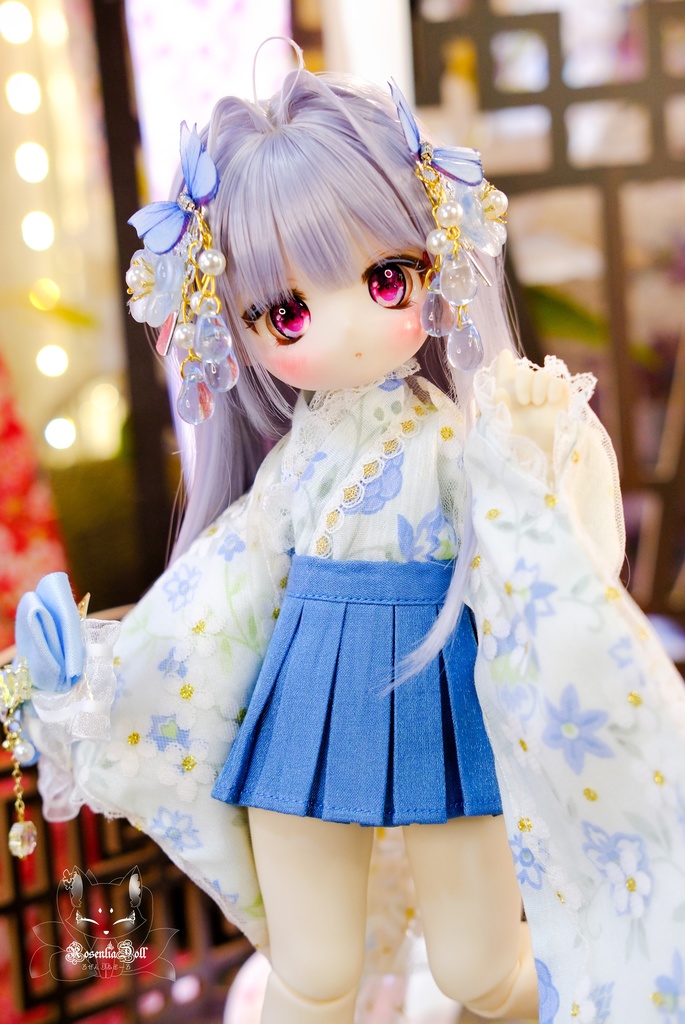 「花見小町」幼SD・Tinyfox・1/6通用 ドール服 8点セット 2WAY 着物 和洋服