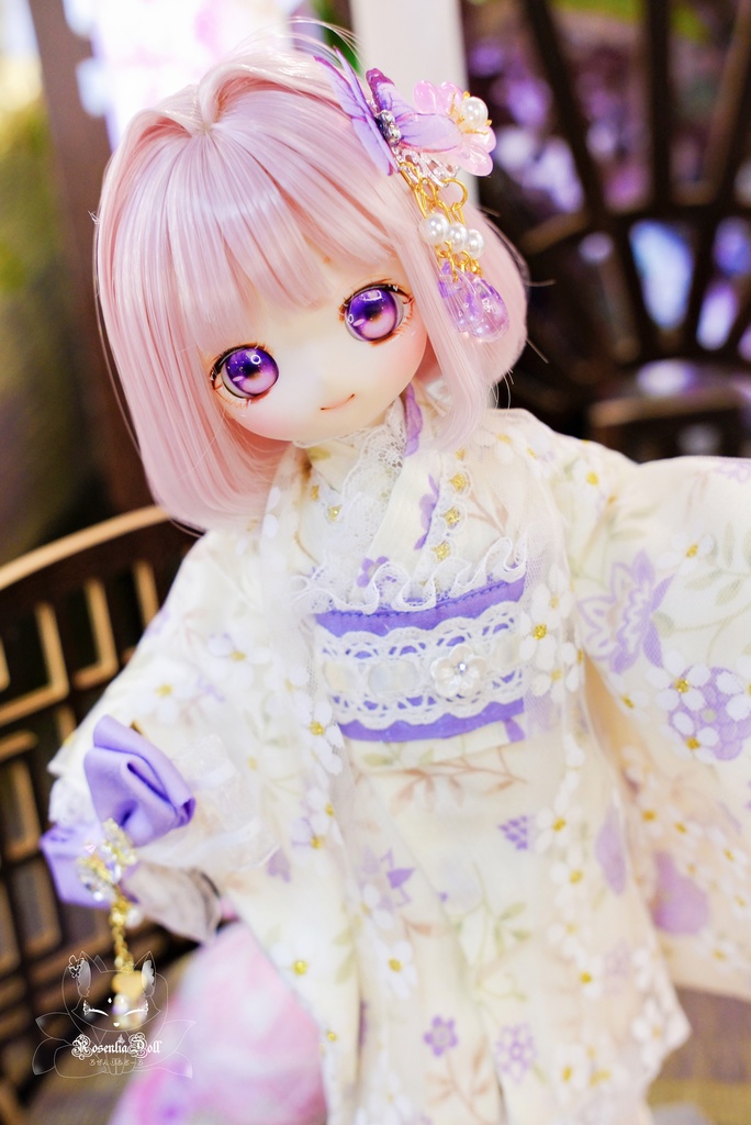 「花見小町」幼SD・Tinyfox・1/6通用 ドール服 8点セット 2WAY 着物 和洋服