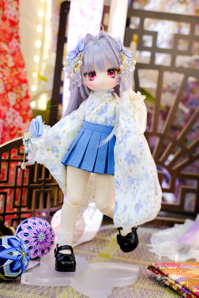 「花見小町」幼SD・Tinyfox・1/6通用 ドール服 8点セット 2WAY 着物 和洋服