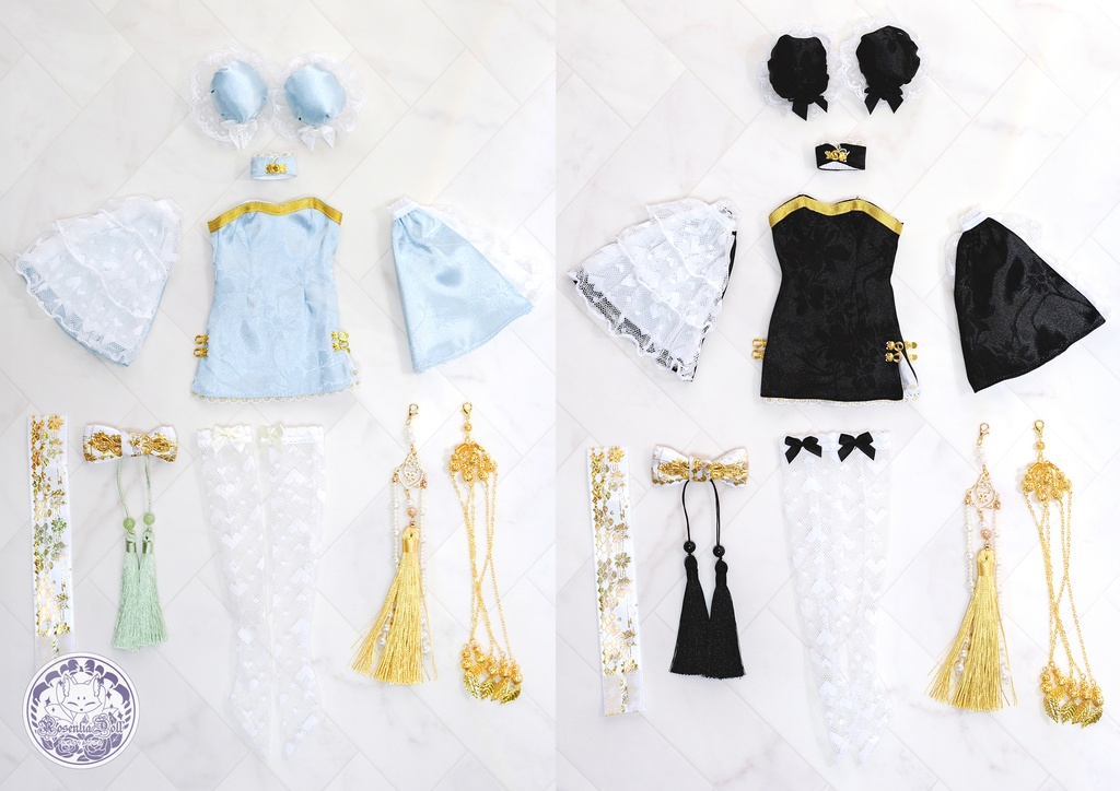 「瑠璃香」DD・SD通用 ドール服 チャイナ服 8点セット