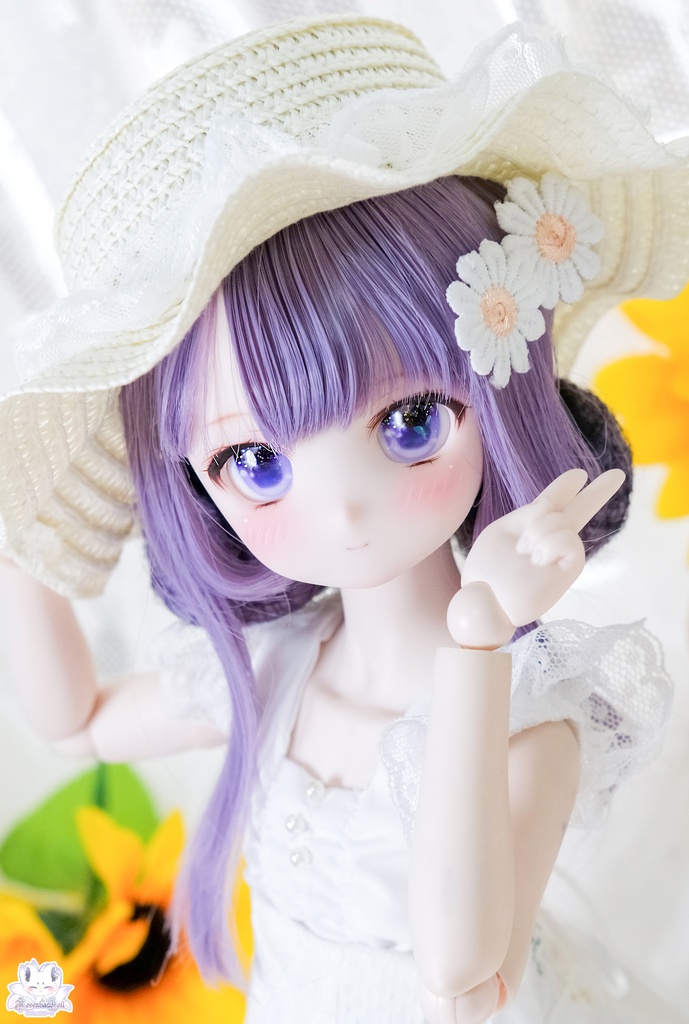 「レース付き麦わら帽子」8~9インチ リボン6色♪ (帽子単品)