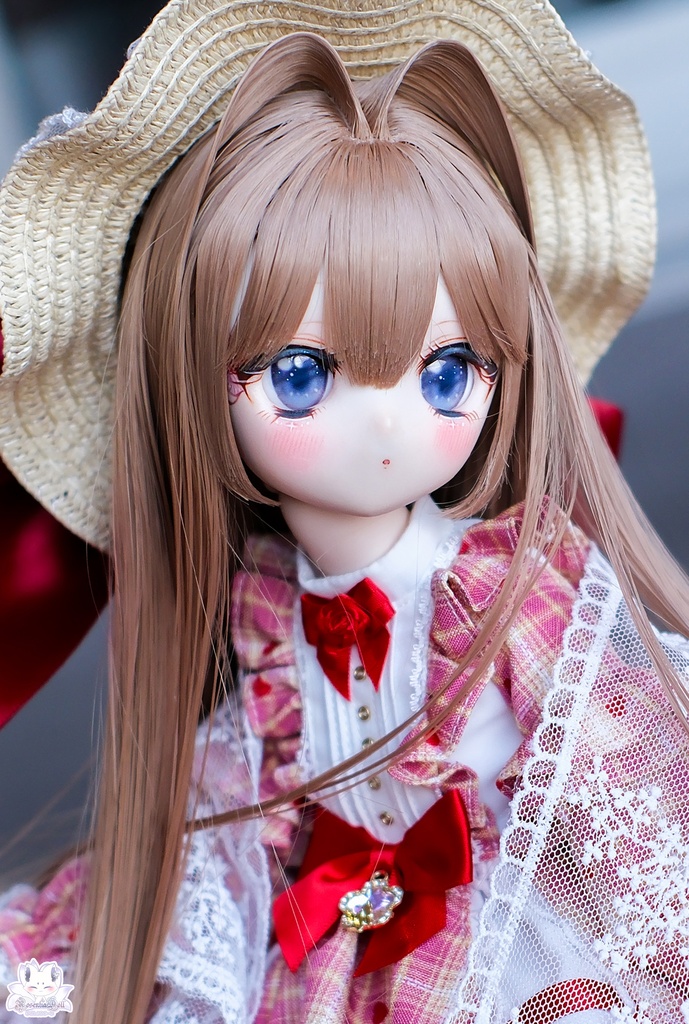 「レース付き麦わら帽子」8~9インチ リボン6色♪ (帽子単品)
