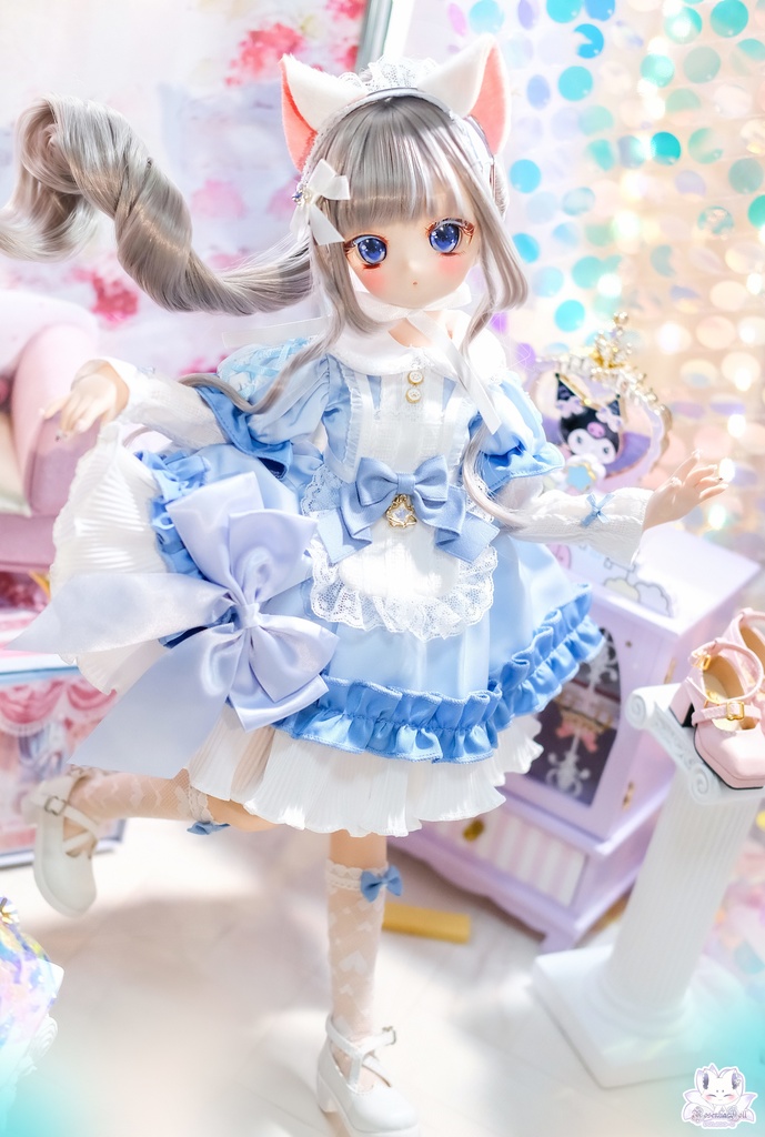 「メイド注意にゃ」2WAY~MDD・SDM通用 ドール服 8点セット