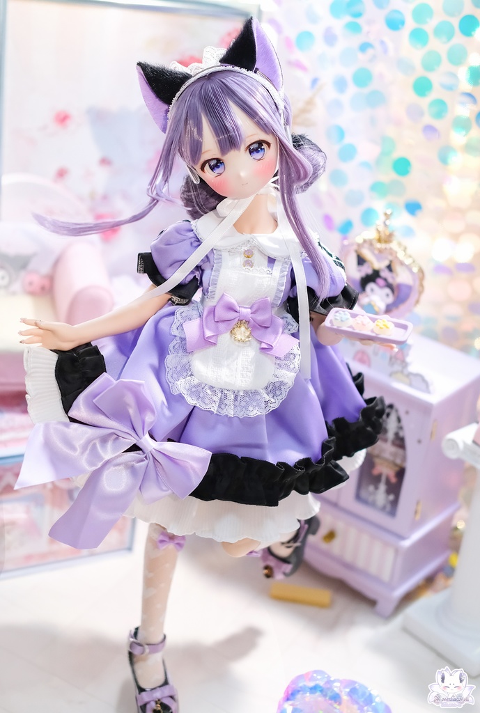 「メイド注意にゃ」2WAY~MDD・SDM通用 ドール服 8点セット