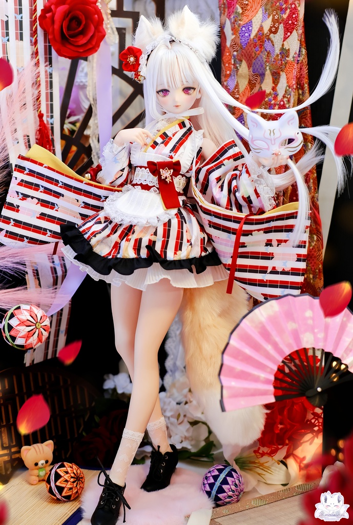 「メイド万華鏡」DD・DDS・SDgr・1/3サイズ ドール服 11点セット 着物 和風メイド服