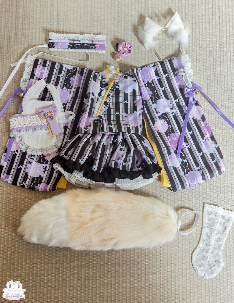 「メイド万華鏡」DD・DDS・SDgr・1/3サイズ ドール服 11点セット 着物 和風メイド服