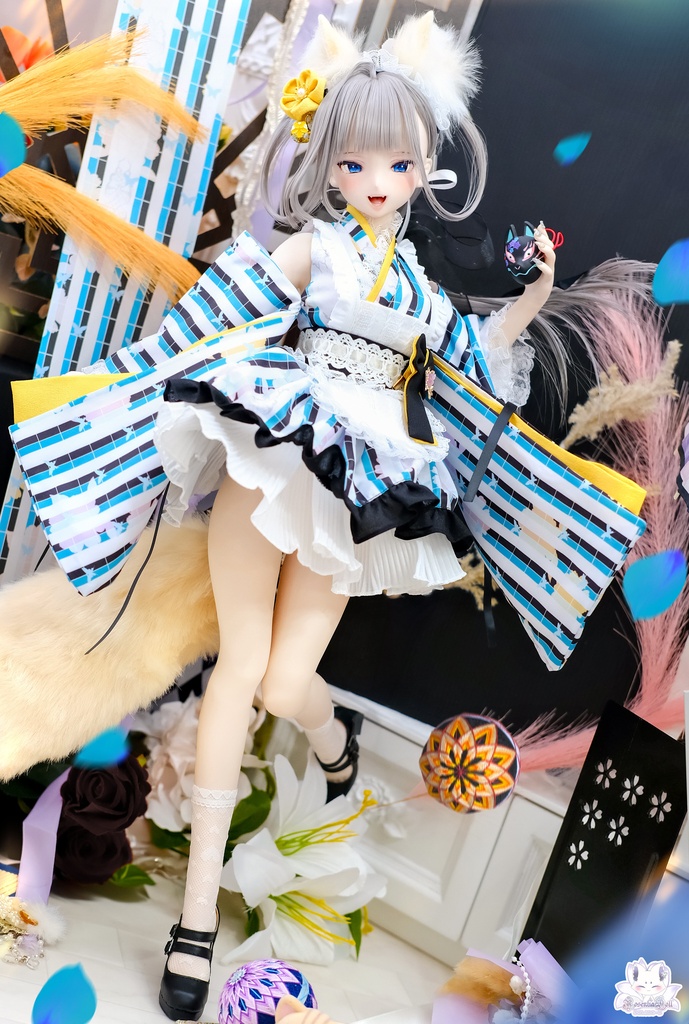 「メイド万華鏡」DD・DDS・SDgr・1/3サイズ ドール服 11点セット 着物 和風メイド服