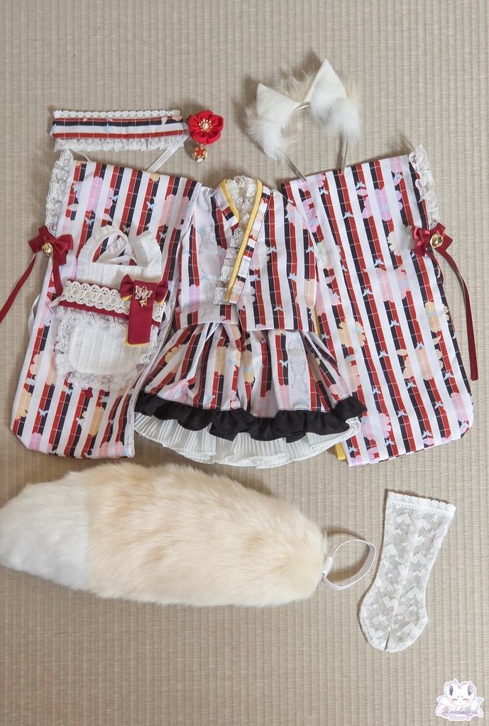 「メイド万華鏡」DD・DDS・SDgr・1/3サイズ ドール服 11点セット 着物 和風メイド服