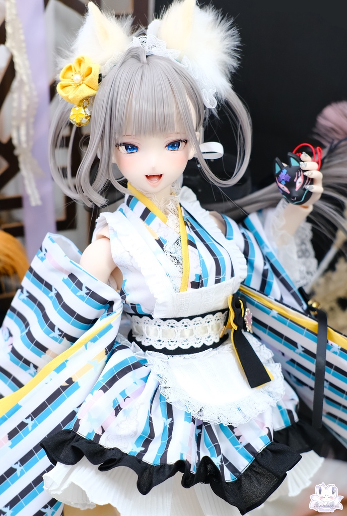 「メイド万華鏡」DD・DDS・SDgr・1/3サイズ ドール服 11点セット 着物 和風メイド服