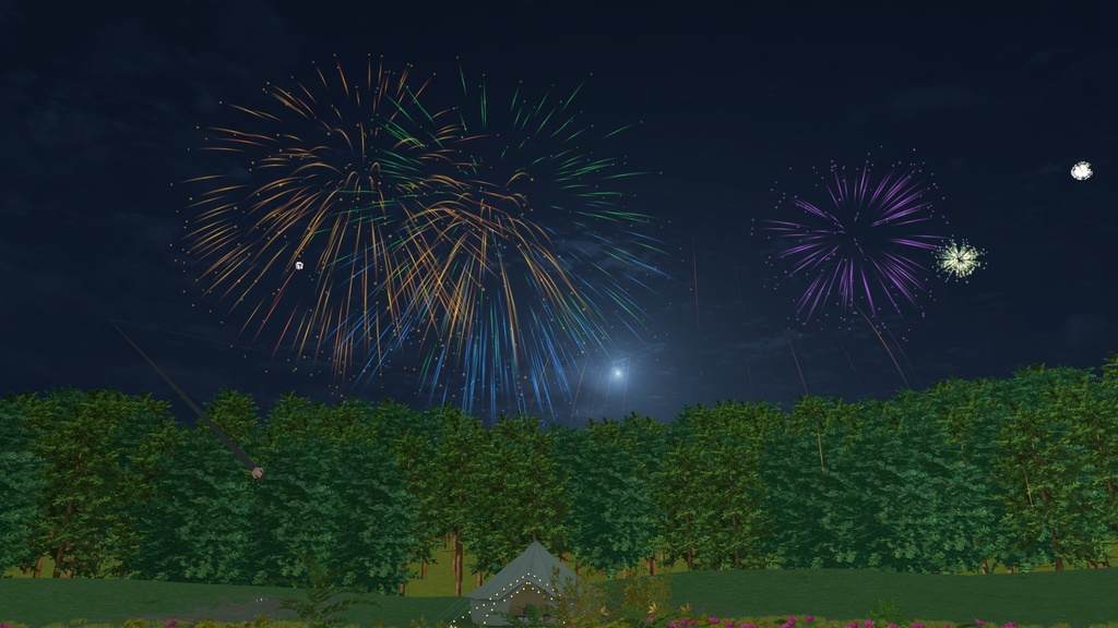 【期間限定価格】【VRChatワールド用】連続打ち上げ花火セット|音付き・レバースイッチ&レトロ看板