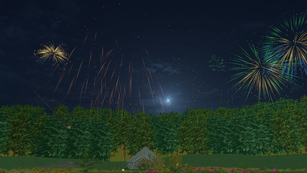 【期間限定価格】【VRChatワールド用】連続打ち上げ花火セット|音付き・レバースイッチ&レトロ看板