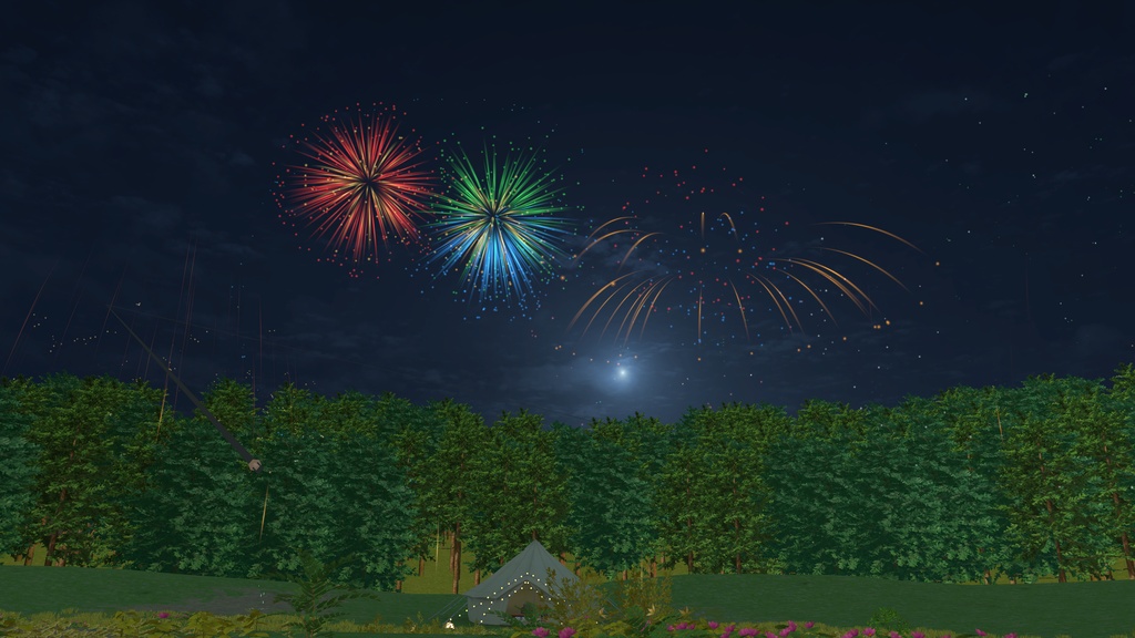 【期間限定価格】【VRChatワールド用】連続打ち上げ花火セット|音付き・レバースイッチ&レトロ看板