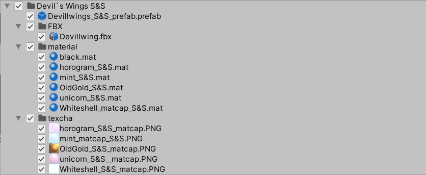 VRChat想定 アバター用 Devil`s wing 5種アセット