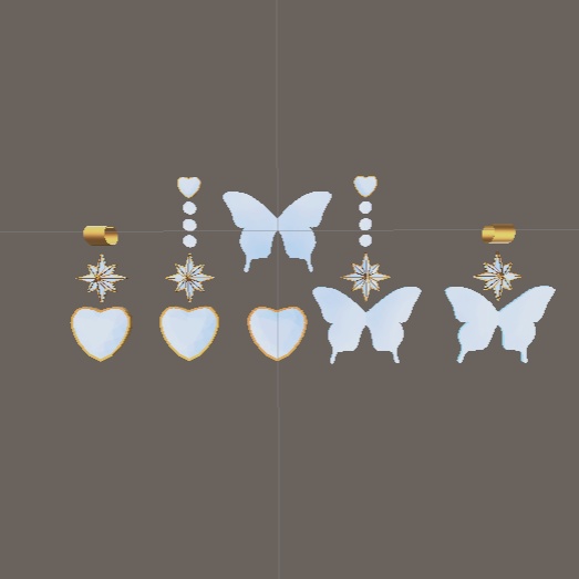 VRChat想定 フラワーレースの蝶々とハートのチョーカー 30種セット