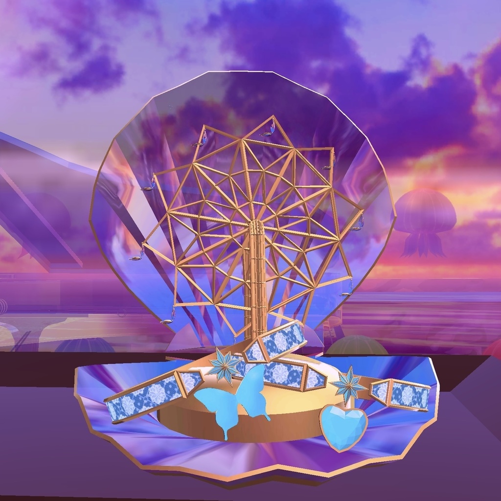 VRChat想定　フラワーレースの蝶々とハートのチョーカー 30種セット