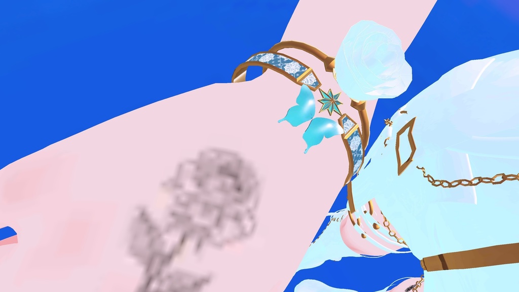 VRChat想定 フラワーレースの蝶々とハートのチョーカー 30種セット