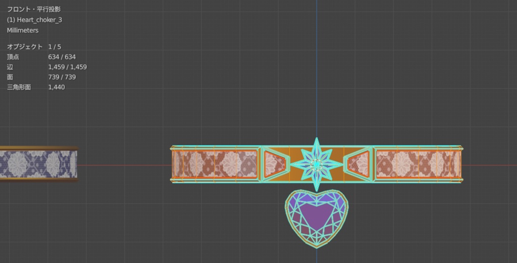 VRChat想定 フラワーレースの蝶々とハートのチョーカー 30種セット