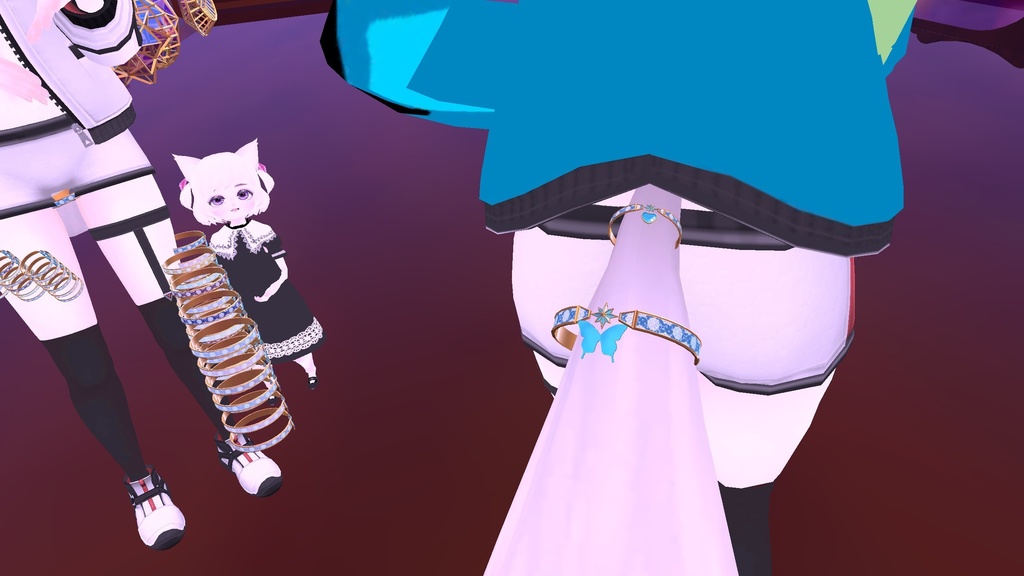 VRChat想定 フラワーレースの蝶々とハートのチョーカー 30種セット