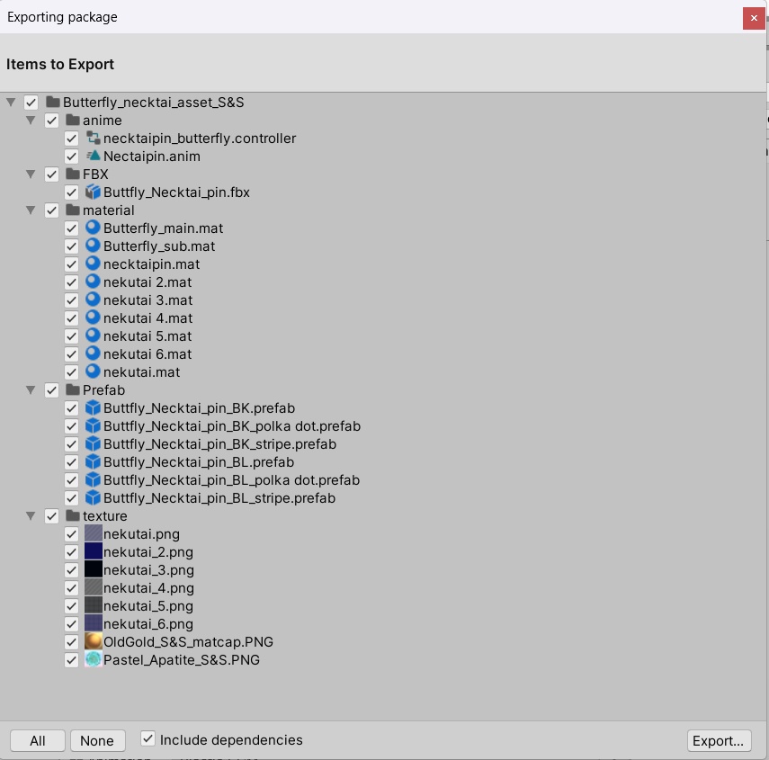 VRChat想定 バタフライネクタイアセット