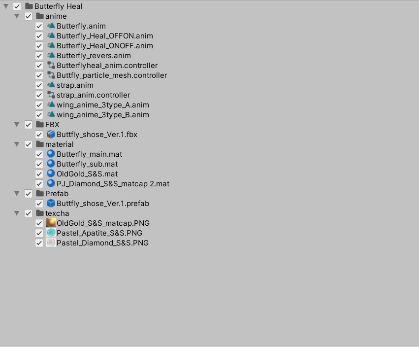 VRChat想定 バタフライヒールアセット Butterfly Heel assets Ver.2